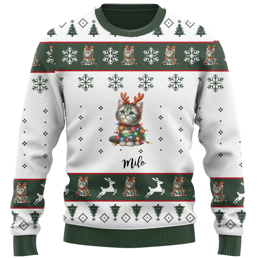 Custom Funny Cat Ugly Christmas Sweater 5
